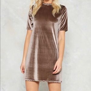 Champagne Velvet Short Sleeved Tee Dress NWT